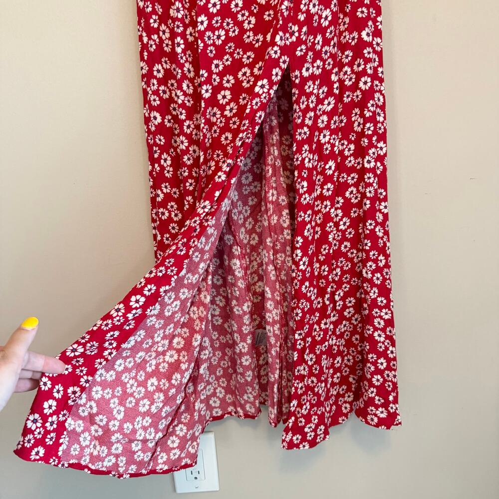 Reformation Floral Maxi Dress 4 Red Summer Cottagecore Prairie Feminine Romantic - Picture 6 of 8